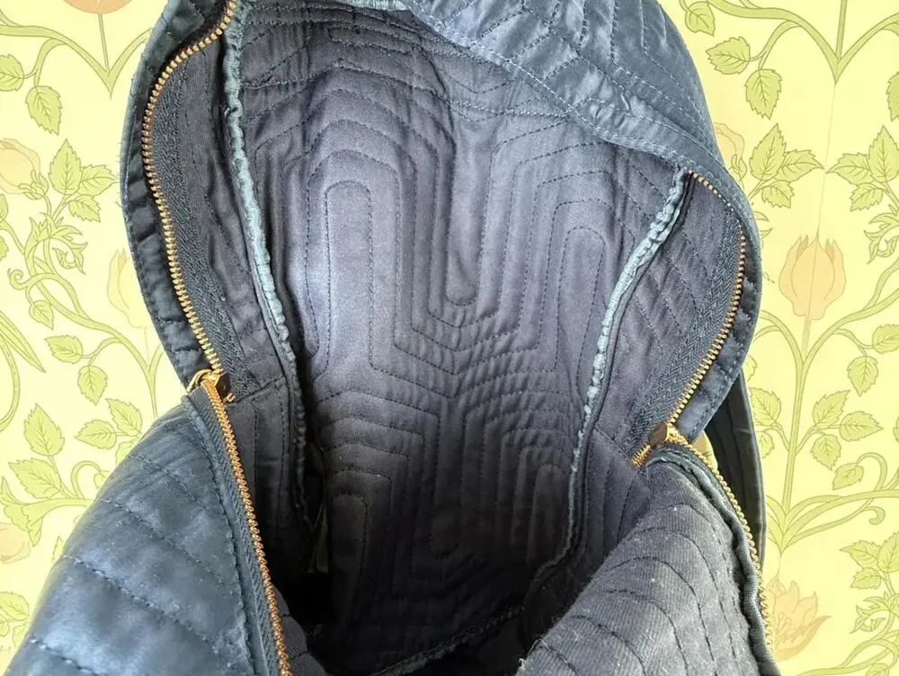 Ted Baker Akija Navy and Rose Gold Quilted Bow Backpack